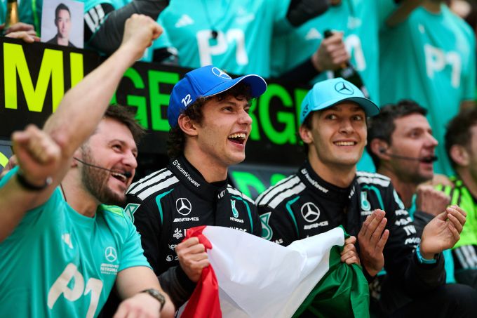 George Russell Kimi Antonelli Mercedes F1 Juan Pablo Montoya