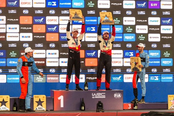 FIA WRC Rally Chile Bio Bio 2026 podium Solberg_Edmondson_Fourmaux_Coria